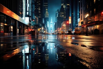 Fototapeta na wymiar Night City Street in Lights