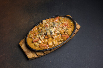 Delicious appetizers from the restaurant. Close up