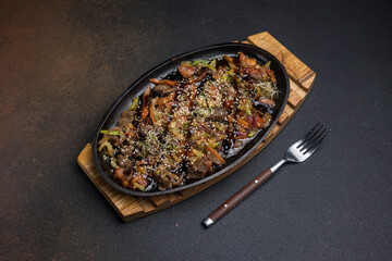 Delicious appetizers from the restaurant. Close up