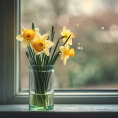 daffodils on the windowsill.
