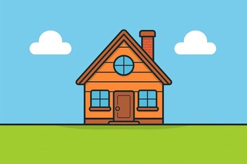 Fototapeta premium Charming Illustration of a Cozy Cartoon House