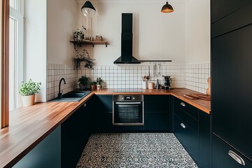 Modern Kitchen Interior with Scandinavian Design Elements