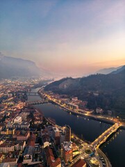 Twilight Over Lecco: Where Lake Como Meets the Adda River - obrazy, fototapety, plakaty