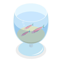 3D Isometric Flat  Set of Home Aquariums. Item 3