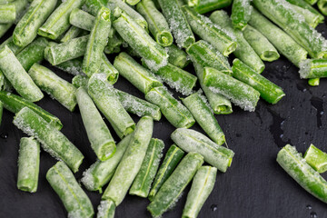 deep frozen beans for cooking , close-up