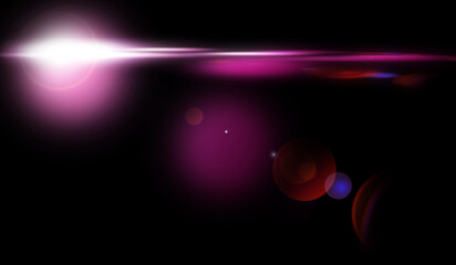 Abstract Natural Sun flare on the black
