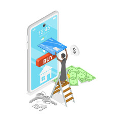 3D Isometric Flat  Illustration of Real Estate Investment. Item 2
