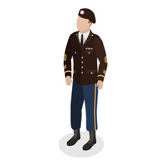 3D Isometric Flat  Set of Military People. Item 1