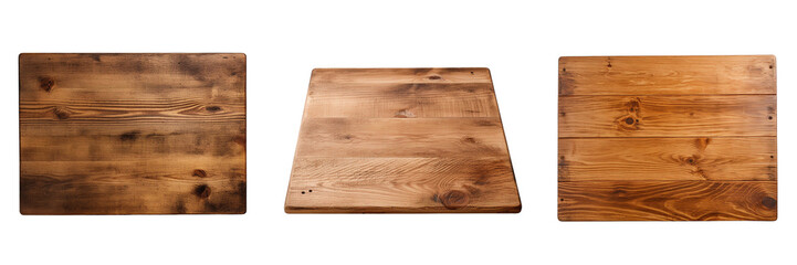 Set of wood board isolated on a  transparent background
