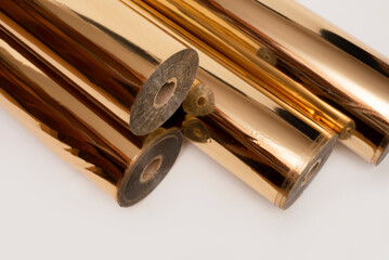 Gold foil in rolls for use in printing companies for embossing logos, slogans on covers, business...