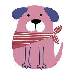Cute dog, colorful vector flat illustration.  
