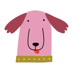 Cute face dog, colorful vector flat illustration.  