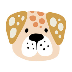 Cute face dog, colorful vector flat illustration.  