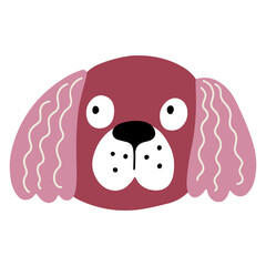 Cute face dog, colorful vector flat illustration.  