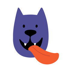 Cute face dog, colorful vector flat illustration.  