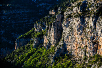 Beautiful rocks in the Verdon canyon in France on a sunny day.