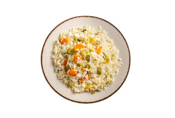 Rice with leeks from traditional Turkish cuisine - Turkish name; pirasali pirinc pilavi