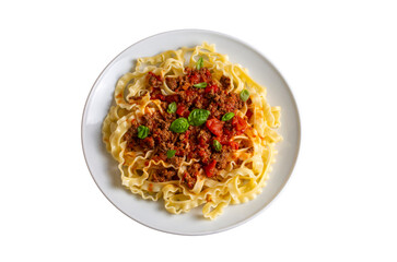 Mafalde or Mafalda or Mafaldine Pasta Bolognese