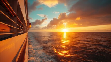 tranquility of a cruise at sunset on the open ocean