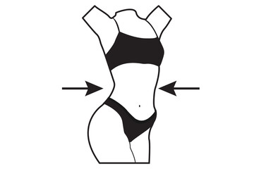 Slimming Waist vector, icon. Mannequin vector, silhouette, icon. Weight loss line icon. woman body silhouette. Simple weight loss icon silhouette. 