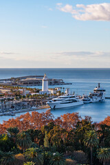 Fototapeta na wymiar Malaga, Spain- view of the harbor.