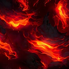 Lava texture fire background rock volcano magma molten hell hot flow flame pattern seamless. Earth...