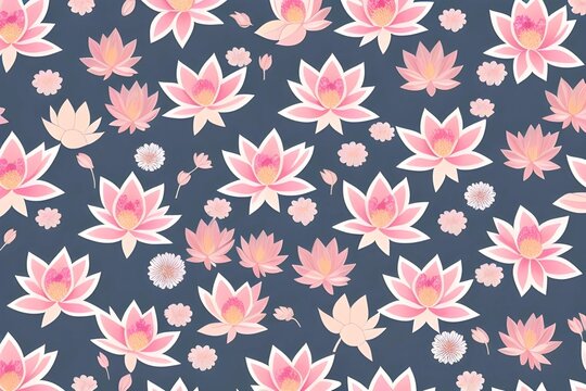 Repetitive lotus flowers floral pattern