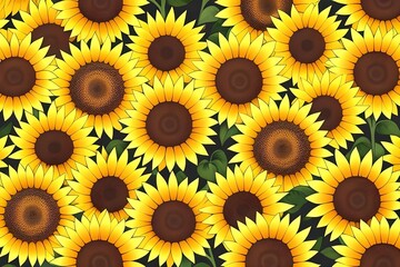 Repetitive sunflowers floral pattern