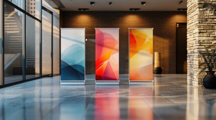 standee roll-up banners in a mockup presentation