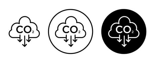 CO2 emissions icon set.Low Carbon dioxide emissions vector symbol in a black filled and outlined style.CO2 reduction sign. - obrazy, fototapety, plakaty