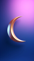 Obraz na płótnie Canvas Golden crescent moon that marks the beginning of ramadan, fasting month. Islamic religious celebration - Ramadan Kareen - concept. Muslim holiday