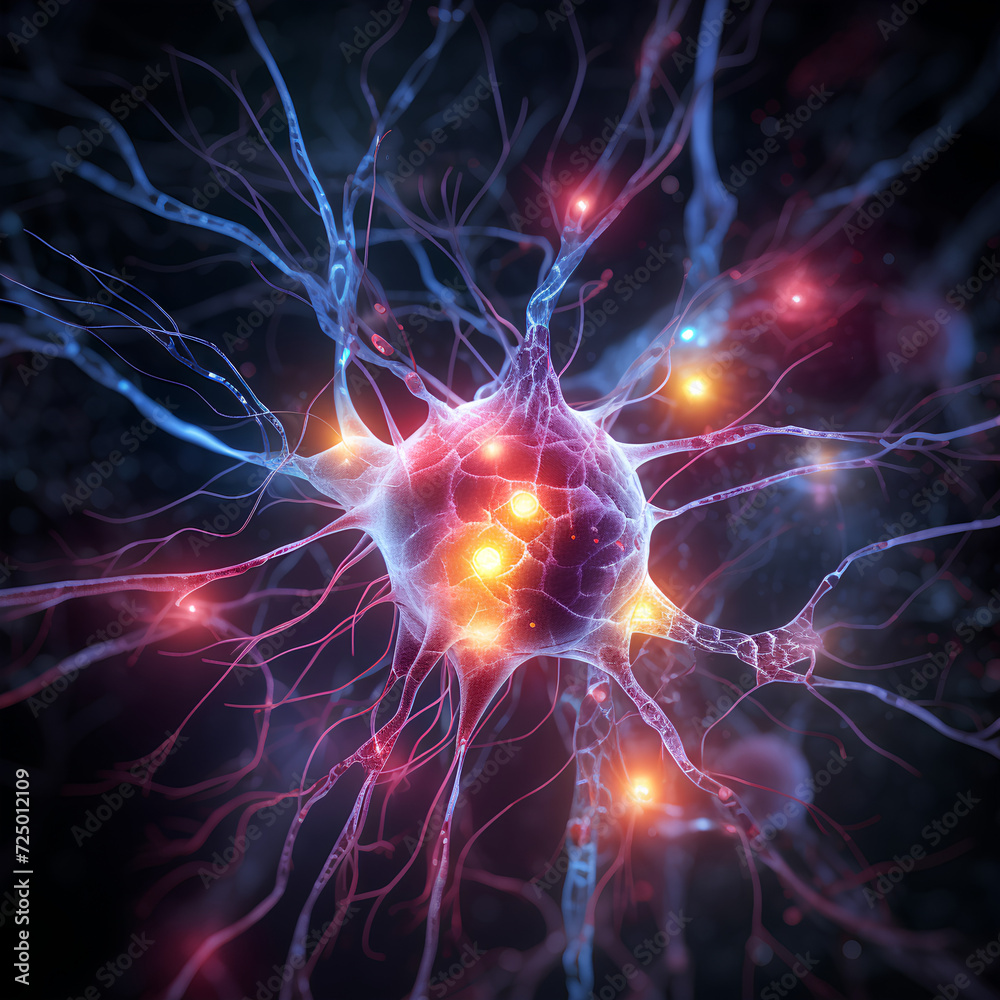 Wall mural neurons connected with electrical impulses inside an artificial intelligence.
