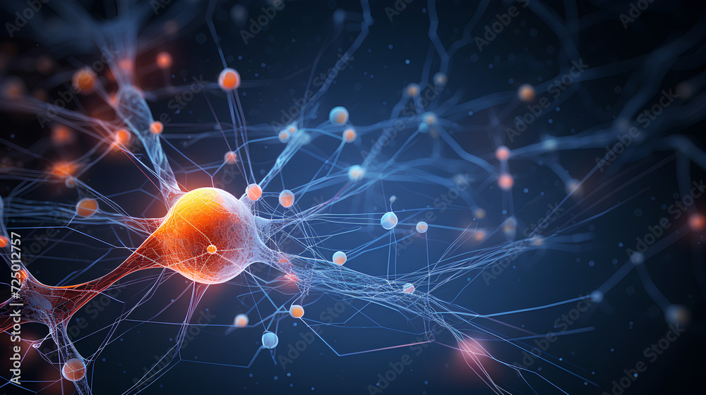 Poster neurons connected with electrical impulses inside an artificial intelligence.