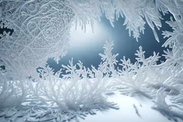 Fototapeta na wymiar A 3D image of a frosted glass window, with intricate ice patterns and a wintry feel