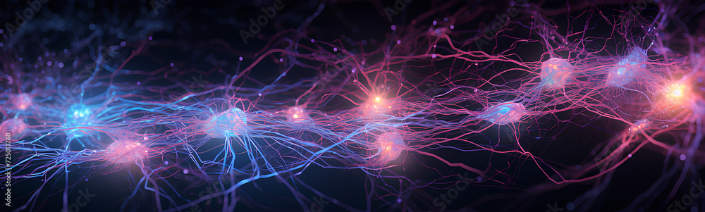 Wall mural neurons connected with electrical impulses inside an artificial intelligence.