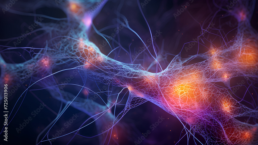 Wall mural neurons connected with electrical impulses inside an artificial intelligence.