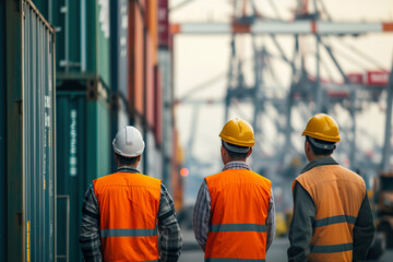 Port employee checking the status of cargo.