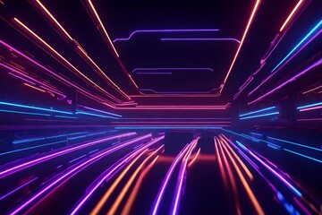 A 3D-rendered neon light texture, with glowing lines and a futuristic feel