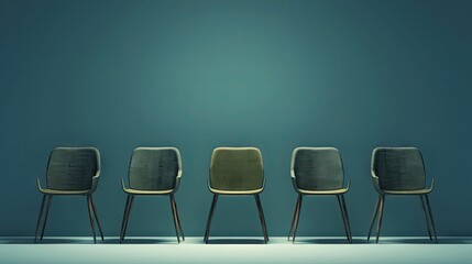 business leadership with a row of chairs and one odd, symbolizing an opportunity for work.