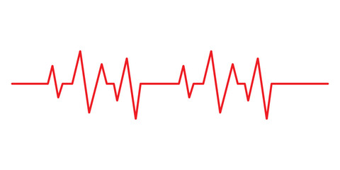 Red heartbeat icon. Heartbeat sign in flat design.  Heart beat cardiogram sign.  Heart beat pulse icon. Heart bit line icon. vector illustration.