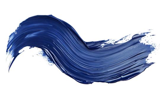 A navy stroke of paint isolated against a transparent background, offering a bold and vivid touch to designs, inviting the exploration of color and the impact of simple, powerful strokes