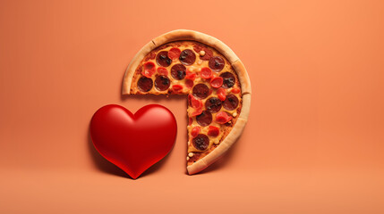 Essence of Love Minimalist Pizza Heart Romance Background Ai Generative