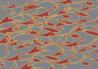 Seamless floral pattern in golden-grey-dark red tonality for textiles or fabrics. Printable texture for wallpapers, covers, postcards, business concepts, fashion trends, scrapbooking, interiors, etc. 