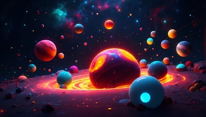 Solar system universe galaxy space planets poster background decoration. Graphic Art