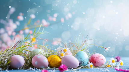 Template for an Easter greeting card with available free copy space