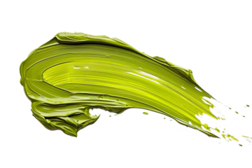 Olive green paint stroke isolated on a clear base