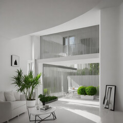 view of interior terrace art deco style , minimalist, cozy, sleek, with a view with a good angle lenses with long focus, high detail.