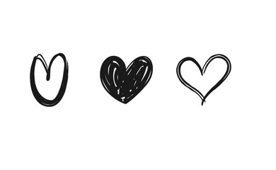 Heart shaped doodles. Hand drawn vector hearts. Valentine's Day illustration symbols.