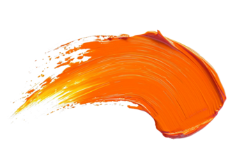 Orange stroke of paint isolated on transparent background