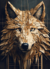 wolf head on a wooden background